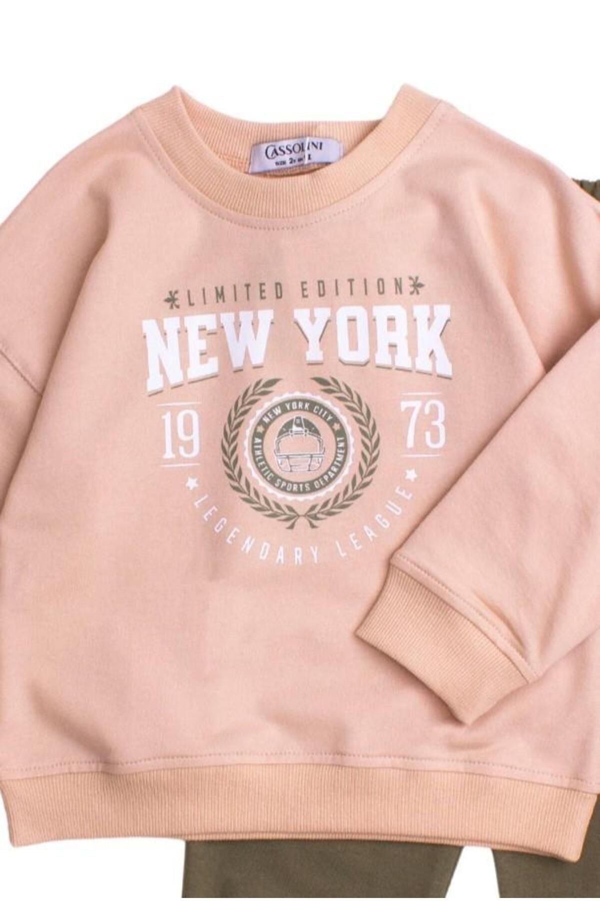 New York Baskılı Oversize Alt Üst Bebek Çocuk Eşorfman Takımı